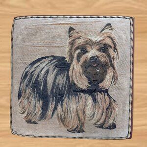 Vintage Yorkie Tapestry Footstool Made in France Yorkshire Terrier 14 in L READ